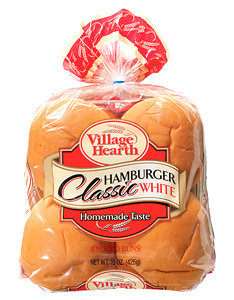 village hearth classic white hamburger buns
