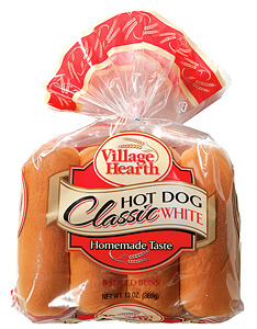 village hearth classic white hot dog buns