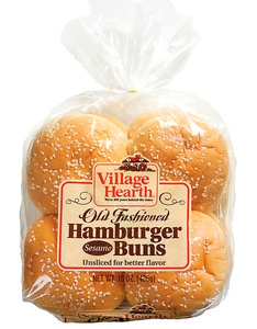 village hearth old fashioned sesame hamburger buns